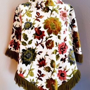 Vintage Boho Upholstery Fabric Poncho